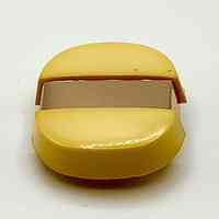 Buttons (set), yellow plastic with gold-tone metal rim - Image 3