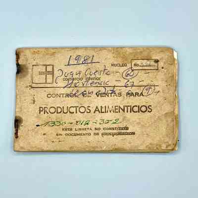 Ration book (libreta de abastecimiento) — "Control de Ventas para Productos Alimenticios," Comercio Interior