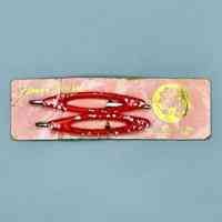 Confetti-lucite "Flower Brand" hair pins (red, pair), on original card - Image 2
