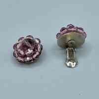          Pair of clip-on cluster earrings, amethyst/pink faceted glass picture number 4
   