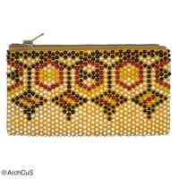 Beaded zip coin purse — rosette/sunburst medallion pattern