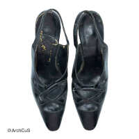 "Primor" slingback pumps, black leather (pair)
