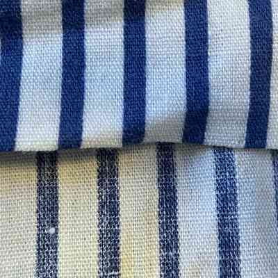 Blue striped linen fabric