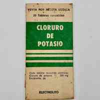 Packaging of potassium chloride "Electrolito" tablets
