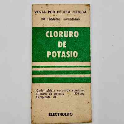 Packaging of potassium chloride "Electrolito" tablets
