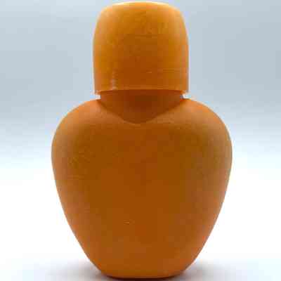 Child's school water bottle (cantimplora escolar), amber molded plastic with cup-cap