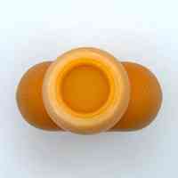 Child's school water bottle (cantimplora escolar), amber molded plastic with cup-cap - Image 2