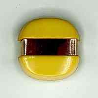 Buttons (set), yellow plastic with gold-tone metal rim - Image 5