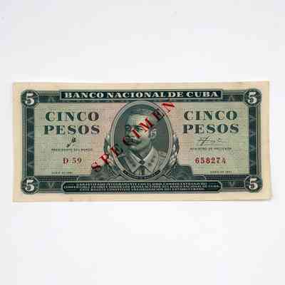 Banknote, 5 Pesos, Banco Nacional de Cuba, Series 1961 — SPECIMEN