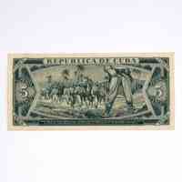 Banknote, 5 Pesos, Banco Nacional de Cuba, Series 1961 — SPECIMEN - Image 2