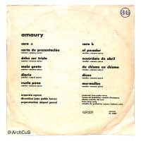 LP record album — Amaury Pérez, Amaury (EGREM / Areíto, LD-3580), jacket and disc - Image 2