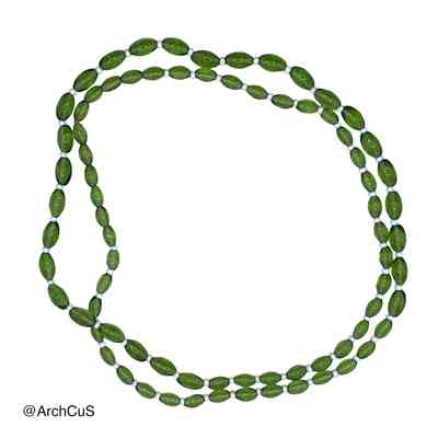 Long glass-bead necklace (rope/sautoir), green and white