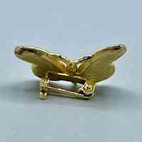 Butterfly brooch, gold-tone with blue enamel wings - Image 2