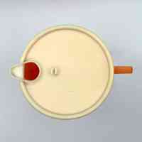Lidded plastic pitcher, ribbed (orange with ivory lid) - Image 2