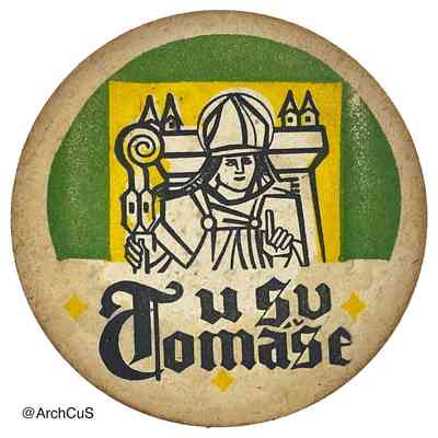 Beer Coaster, "U sv. Tomáše" (Prague), with Manuscript Spanish Inscriptions