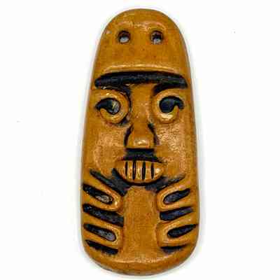 Clay Pendant with Stylized Anthropomorphic Face