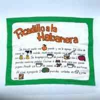Printed recipe cloth — "Picadillo a la Habanera" (Federación de Mujeres Cubanas)