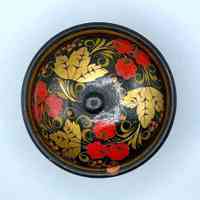 Khokhloma lidded bowl (sugar bowl), Soviet export ware