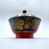 Khokhloma lidded bowl (sugar bowl), Soviet export ware - Image 2