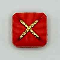 Set of six matching square buttons, red with golden "X" motif - Image 3