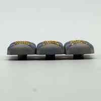 Set of six matching square buttons, blue with golden "X" motif - Image 2