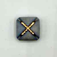 Set of six matching square buttons, blue with golden "X" motif - Image 3