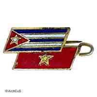 Cuba–Vietnam friendship enamel lapel pin