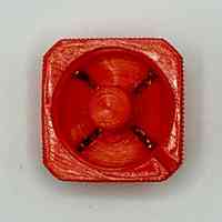 Set of six matching square buttons, red with golden "X" motif - Image 5