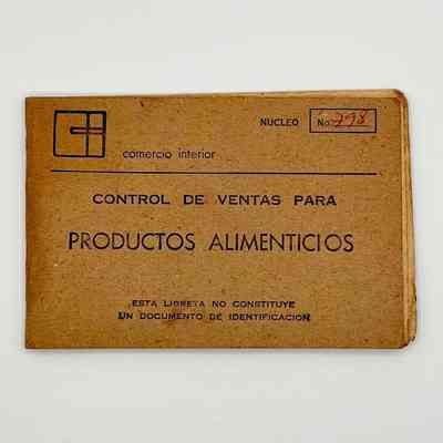 Cuban ration booklet — "Control de Ventas para Productos Alimenticios" (Comercio Interior), núcleo No. 798