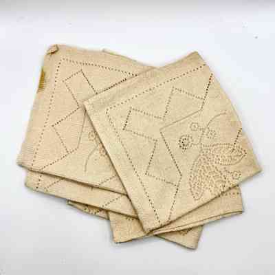Set of Six Cotton Openwork Napkins
