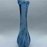 Blue art-glass bud vase, swung/stretched form - Image 2