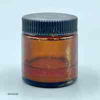 Amber Glass Apothecary / Cosmetic Jar with Black Bakelite-Style Screw Cap, 30 ml Capacity