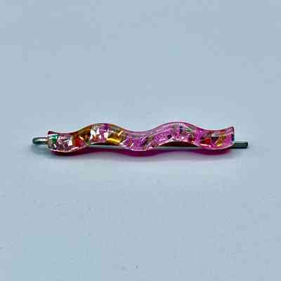 Confetti-lucite hair clip, pink ground (bobby-pin style)