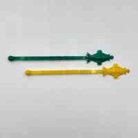 Pair of "Havana Club Rum" advertising swizzle sticks (cocktail stirrers) — green and yellow