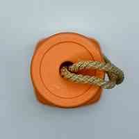 Pocket flashlight (torch) — marbled orange plastic with cream head - Image 2