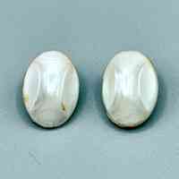 Pair of clip-on earrings with imitation-pearl domed fronts