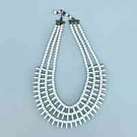 Czech White Glass-Bead Multi-Strand Bib Necklace