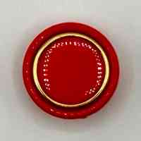 Set of Six Round Shank Buttons — Red with Gold-Tone Rim - Image 2