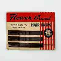 "Flower Brand" hair grips (bobby pins) on original card