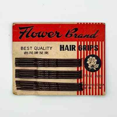 "Flower Brand" hair grips (bobby pins) on original card