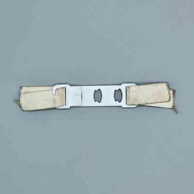 Brassiere strap component, elastic with plastic slide-and-hook adjuster
