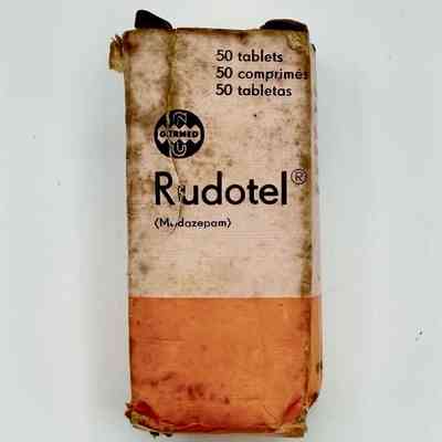 Rudotel (medazepam) tablets, boxed with bottle
