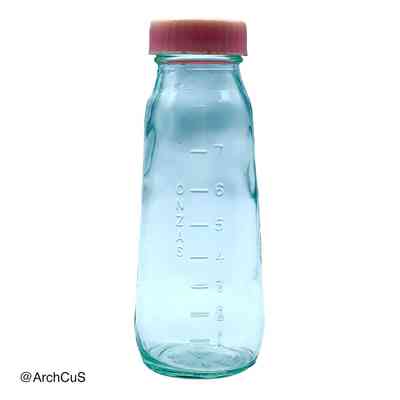 Graduated Glass Infant Feeding Bottle (Biberón) with "ONZAS" Scale and Screw Cap