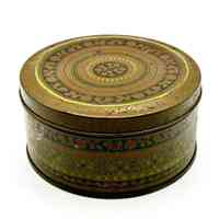 Decorative lithographed tin (round slip-lid canister)