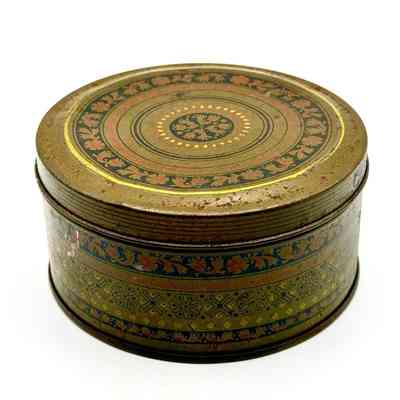 Decorative lithographed tin (round slip-lid canister)