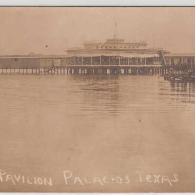 Pavilion, post card, view from bay