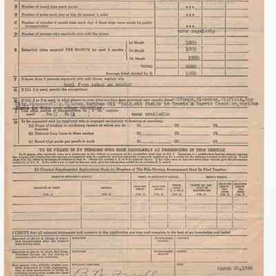 Application for Supplemental and Occupational Mileage Ration