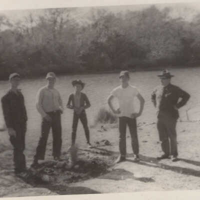 A group of boys camping