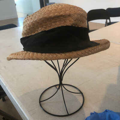 Brown Straw Hat with Ribbon