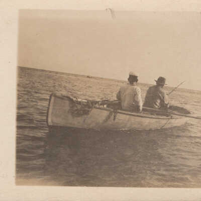 Men paddling boat